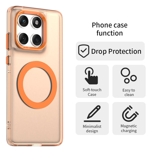 Motorola Edge 60 Fusion Hoesje MagSafe Backcover Semi-Transparant & Oranje afbeelding 2