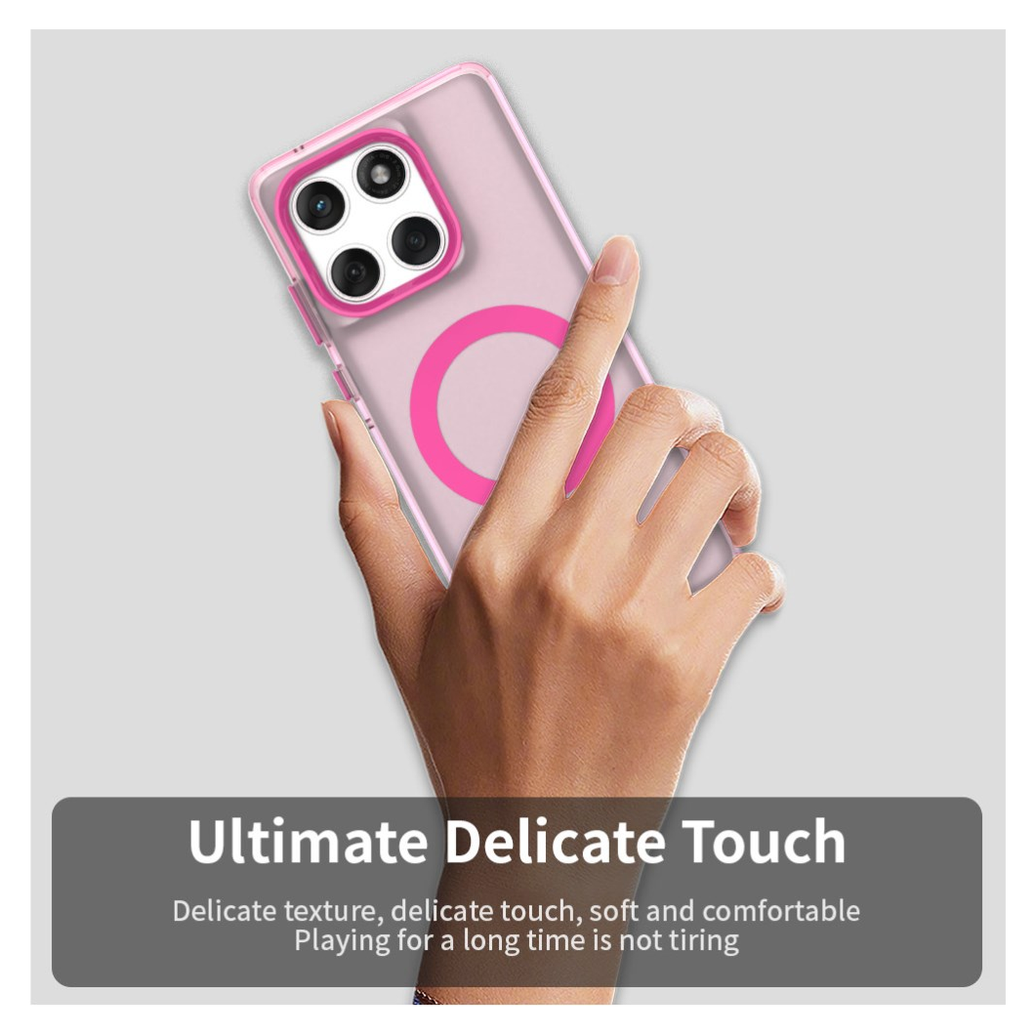 Motorola Edge 60 Fusion Hoesje MagSafe Backcover Semi-Transparant & Roze afbeelding 10