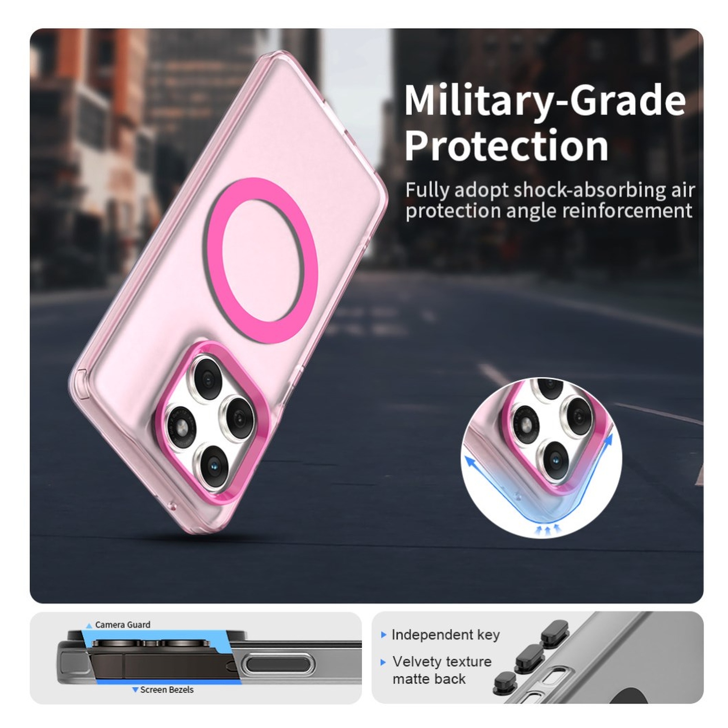 Motorola Edge 60 Fusion Hoesje MagSafe Backcover Semi-Transparant & Roze afbeelding 4