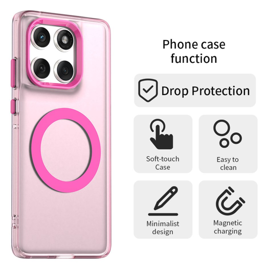 Motorola Edge 60 Fusion Hoesje MagSafe Backcover Semi-Transparant & Roze afbeelding 2