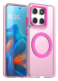 Motorola Edge 60 Fusion Hoesje MagSafe Backcover Semi-Transparant & Roze