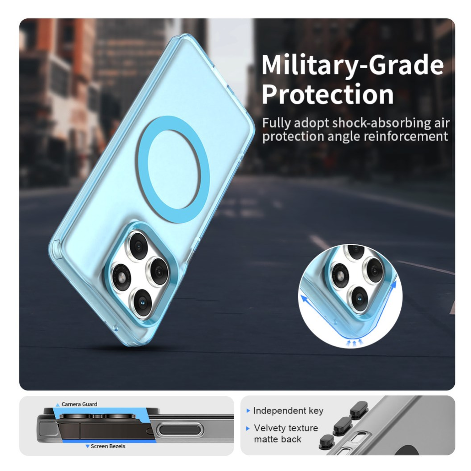 Motorola Edge 60 Fusion Hoesje MagSafe Backcover Semi-Transparant & Blauw afbeelding 4