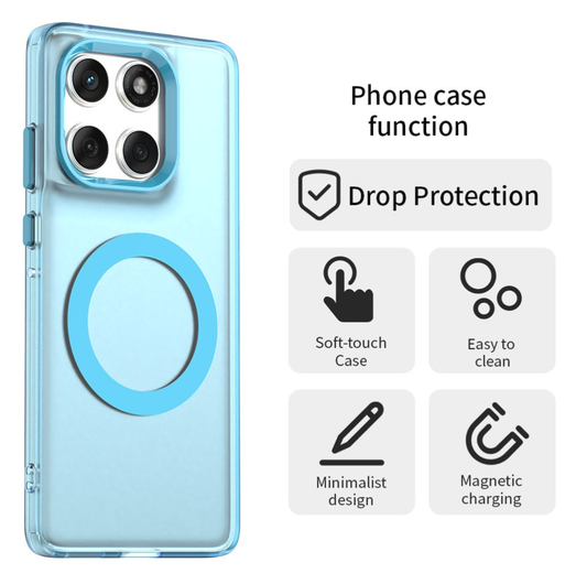 Motorola Edge 60 Fusion Hoesje MagSafe Backcover Semi-Transparant & Blauw afbeelding 2