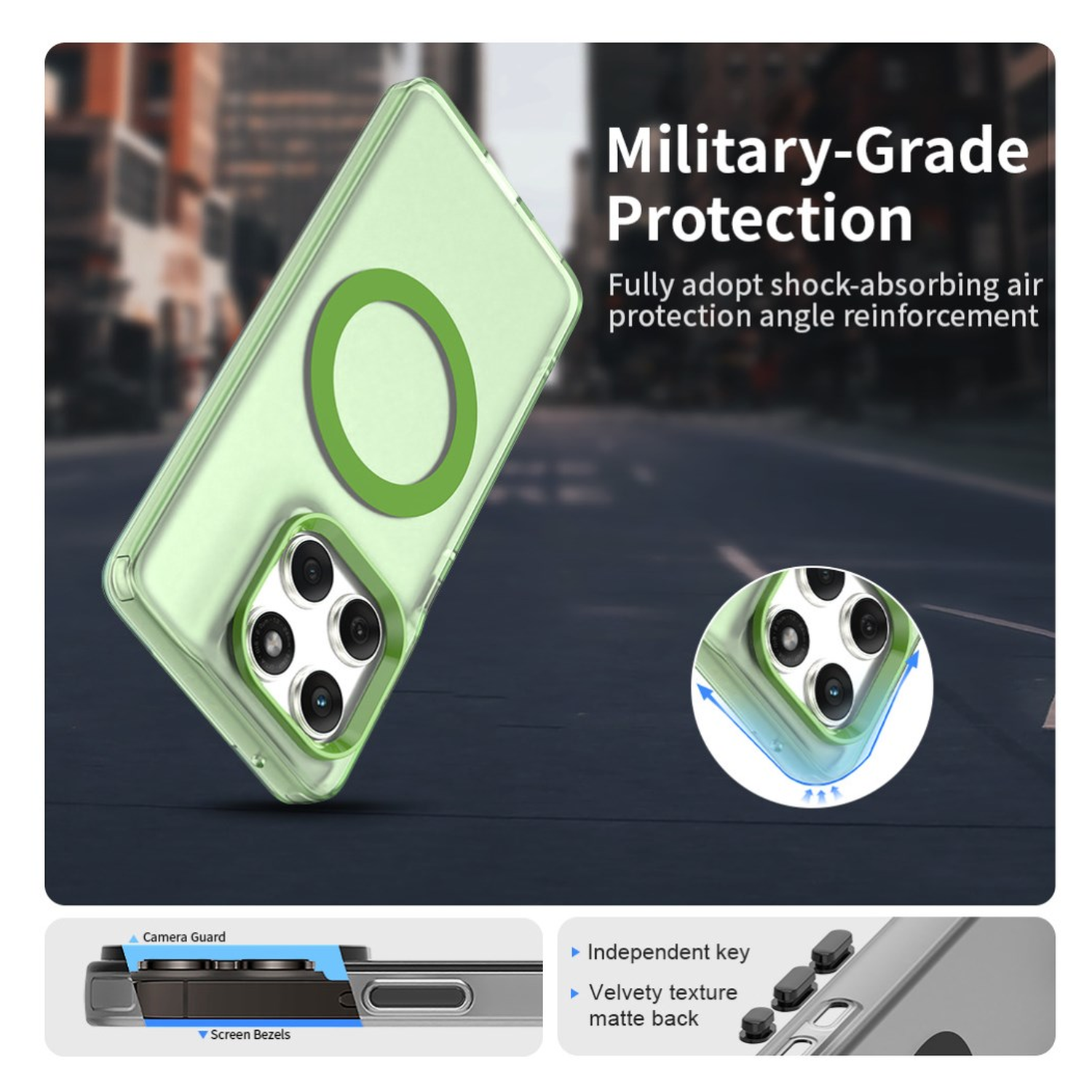 Motorola Edge 60 Fusion Hoesje MagSafe Backcover Semi-Transparant & Groen afbeelding 4