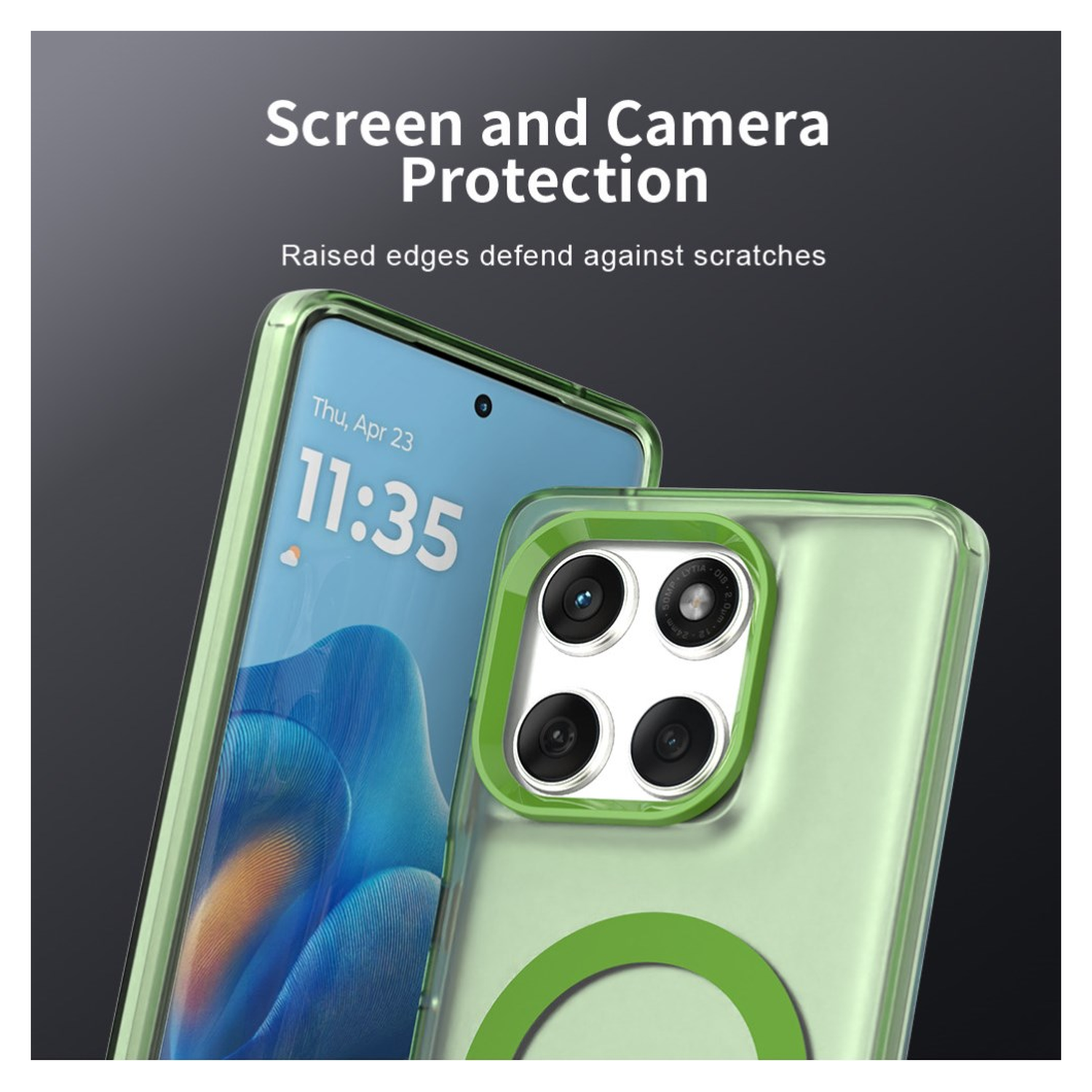 Motorola Edge 60 Fusion Hoesje MagSafe Backcover Semi-Transparant & Groen afbeelding 8