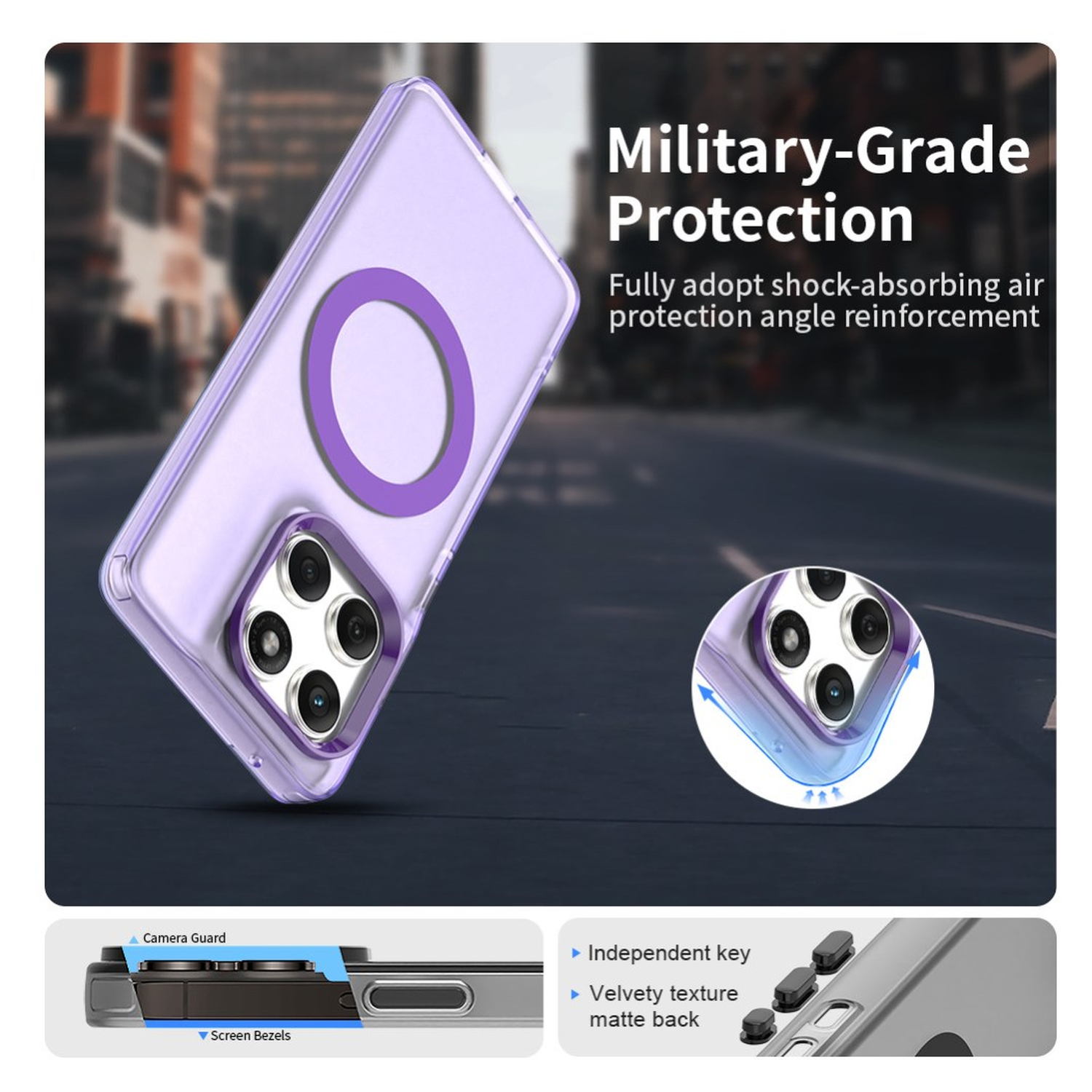 Motorola Edge 60 Fusion Hoesje MagSafe Backcover Semi-Transparant & Paars afbeelding 4