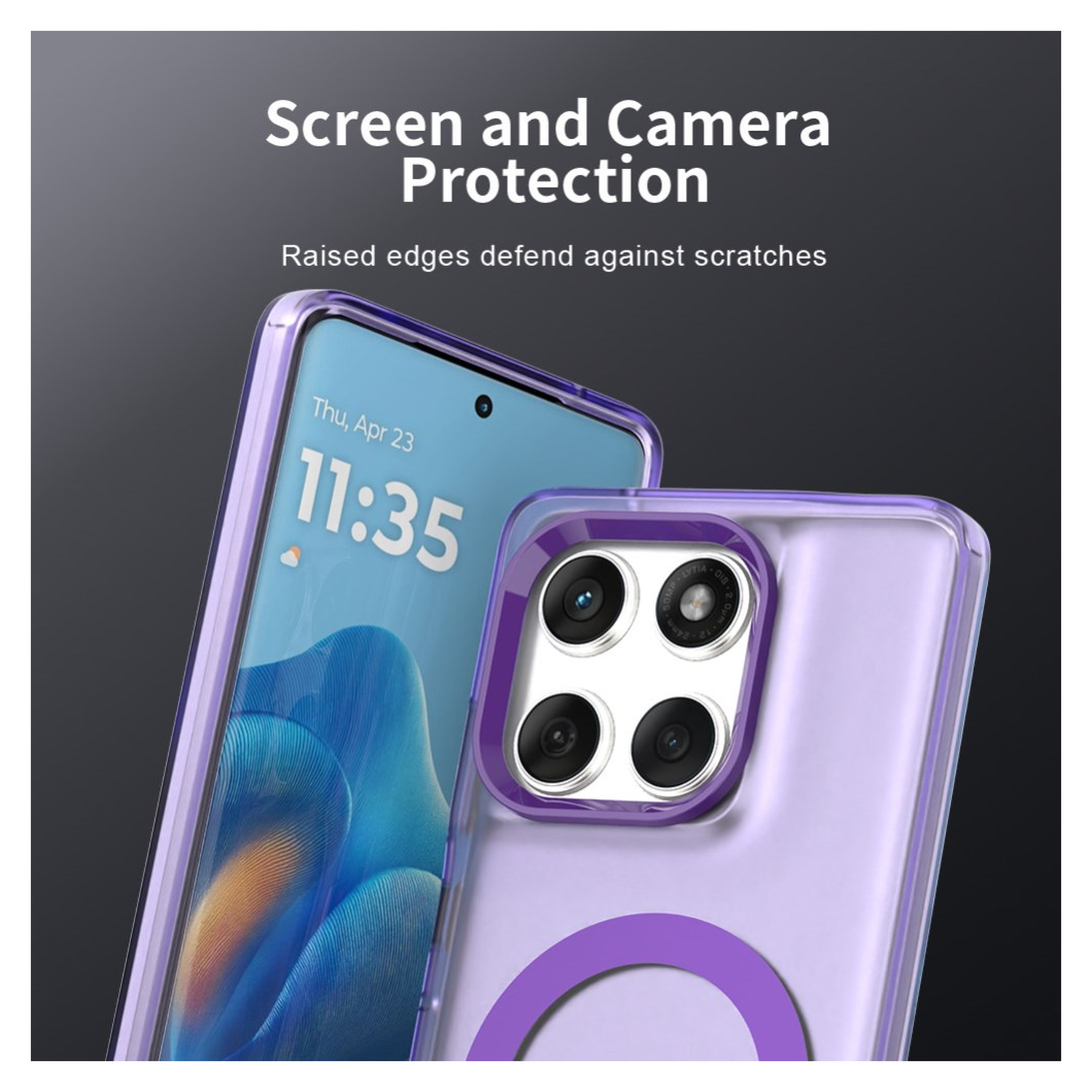 Motorola Edge 60 Fusion Hoesje MagSafe Backcover Semi-Transparant & Paars afbeelding 8