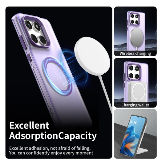 Motorola Edge 60 Fusion Hoesje MagSafe Backcover Semi-Transparant & Paars afbeelding 6