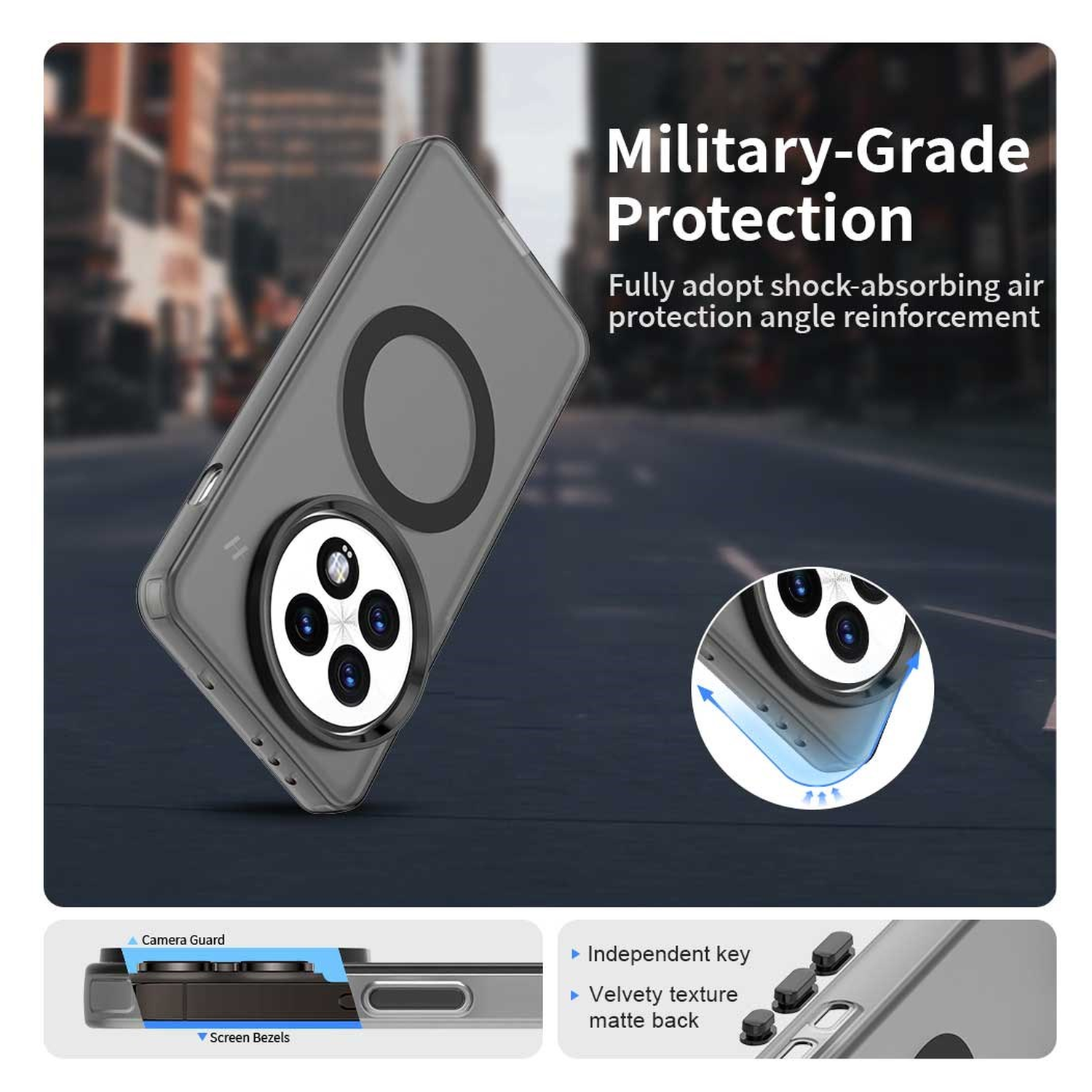 OnePlus 13 Hoesje MagSafe Backcover Semi-Transparant & Zwart afbeelding 4