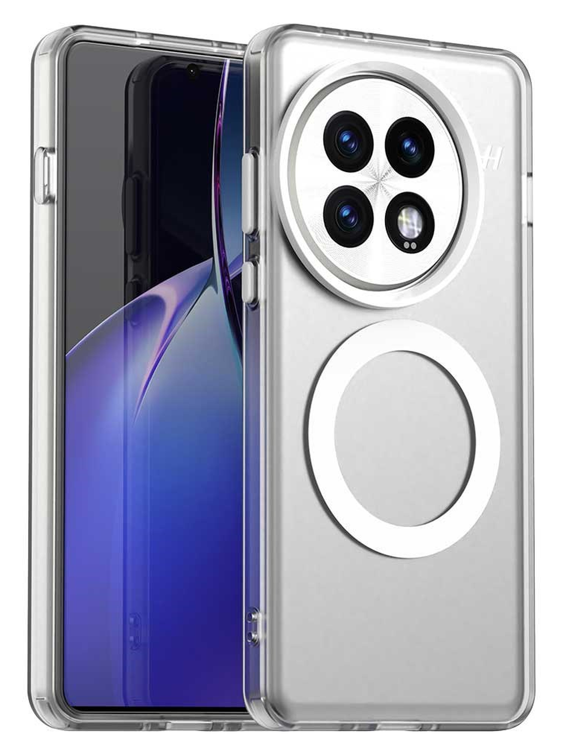 OnePlus 13 Hoesje MagSafe Backcover Semi-Transparant & Wit afbeelding 1