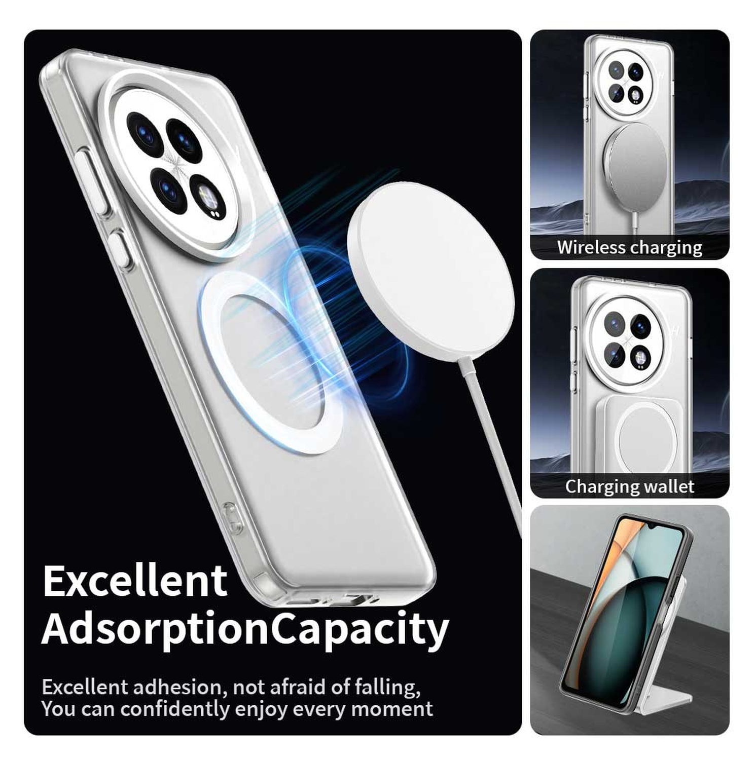 OnePlus 13 Hoesje MagSafe Backcover Semi-Transparant & Wit afbeelding 6