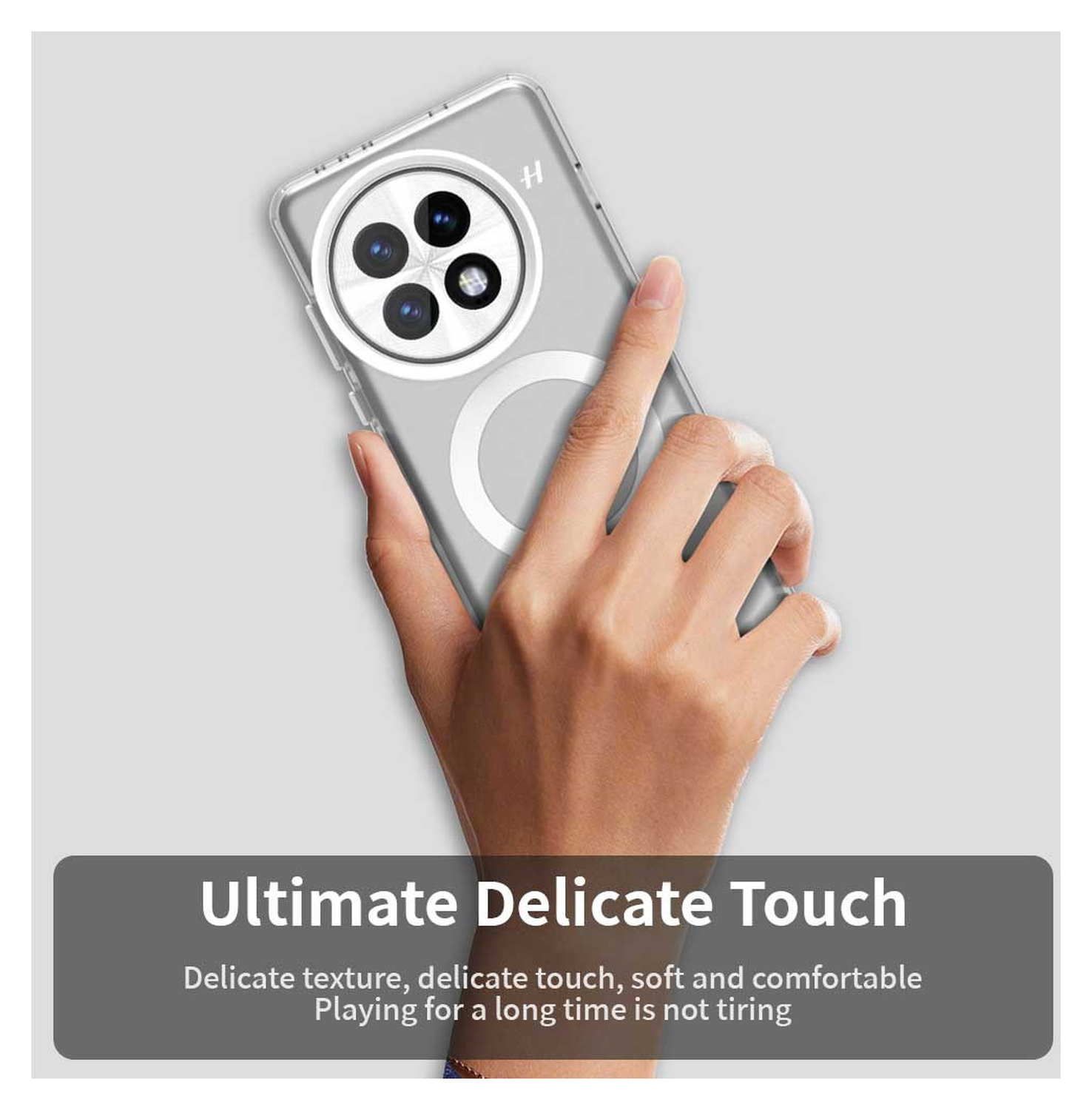 OnePlus 13 Hoesje MagSafe Backcover Semi-Transparant & Wit afbeelding 9