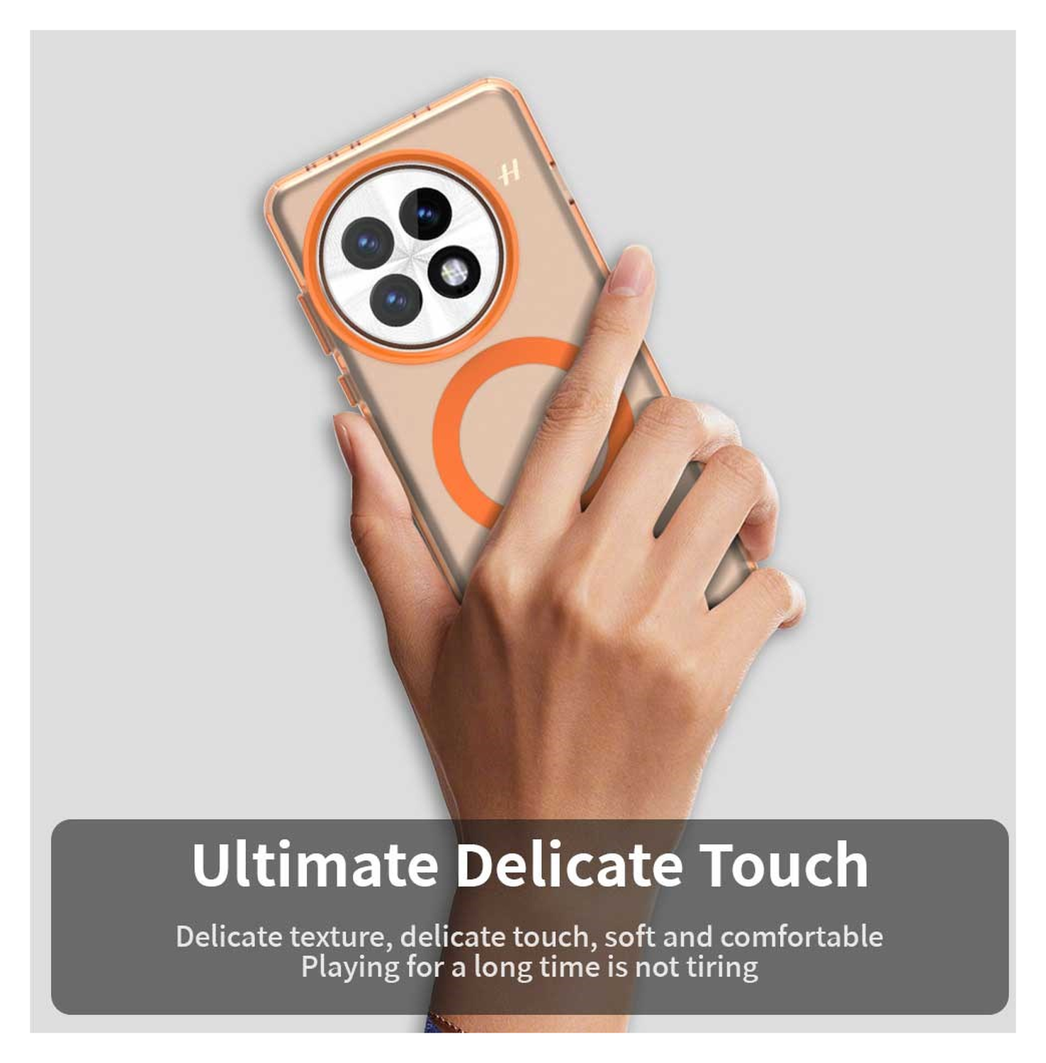 OnePlus 13 Hoesje MagSafe Backcover Semi-Transparant & Oranje afbeelding 8