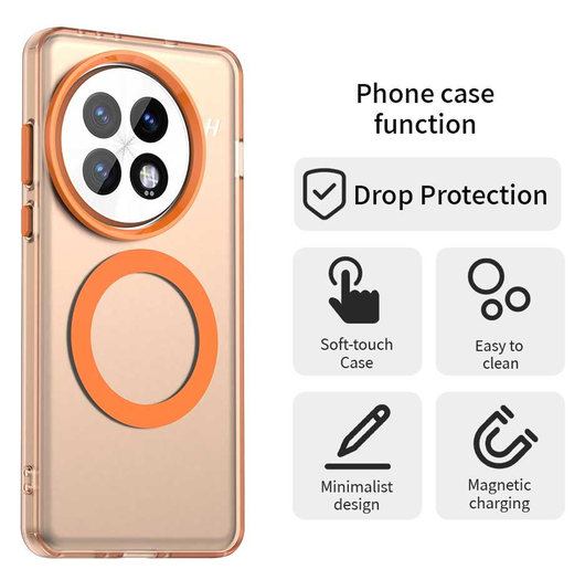 OnePlus 13 Hoesje MagSafe Backcover Semi-Transparant & Oranje afbeelding 2