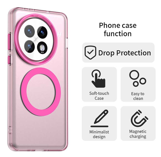 OnePlus 13 Hoesje MagSafe Backcover Semi-Transparant & Roze afbeelding 2