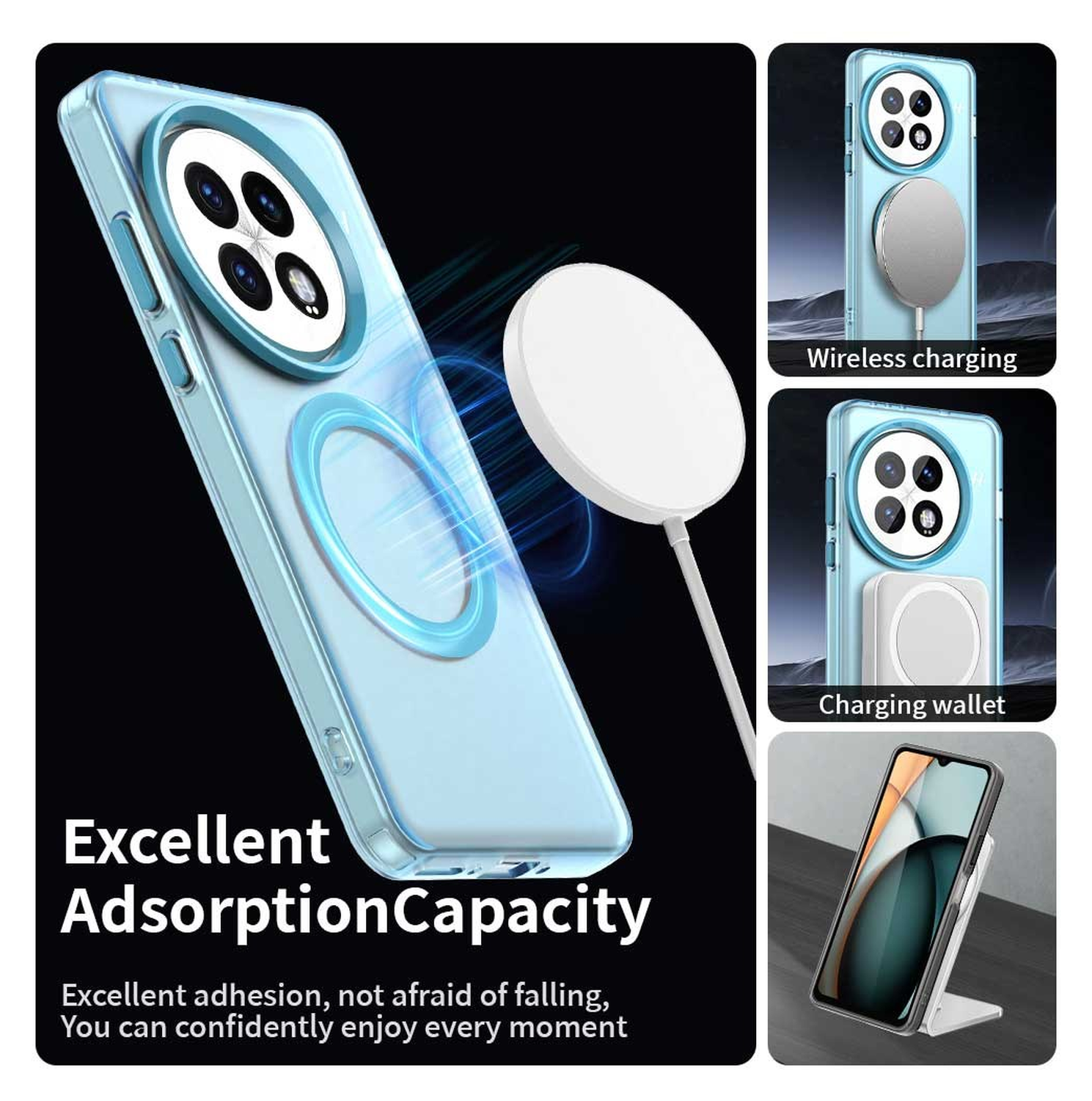 OnePlus 13 Hoesje MagSafe Backcover Semi-Transparant & Blauw afbeelding 6