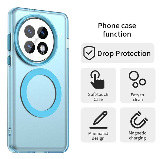 OnePlus 13 Hoesje MagSafe Backcover Semi-Transparant & Blauw afbeelding 2