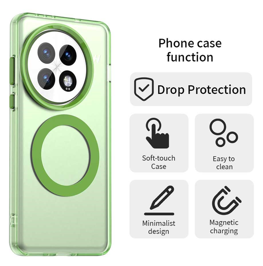 OnePlus 13 Hoesje MagSafe Backcover Semi-Transparant & Groen afbeelding 2