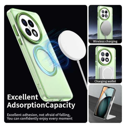 OnePlus 13 Hoesje MagSafe Backcover Semi-Transparant & Groen afbeelding 6