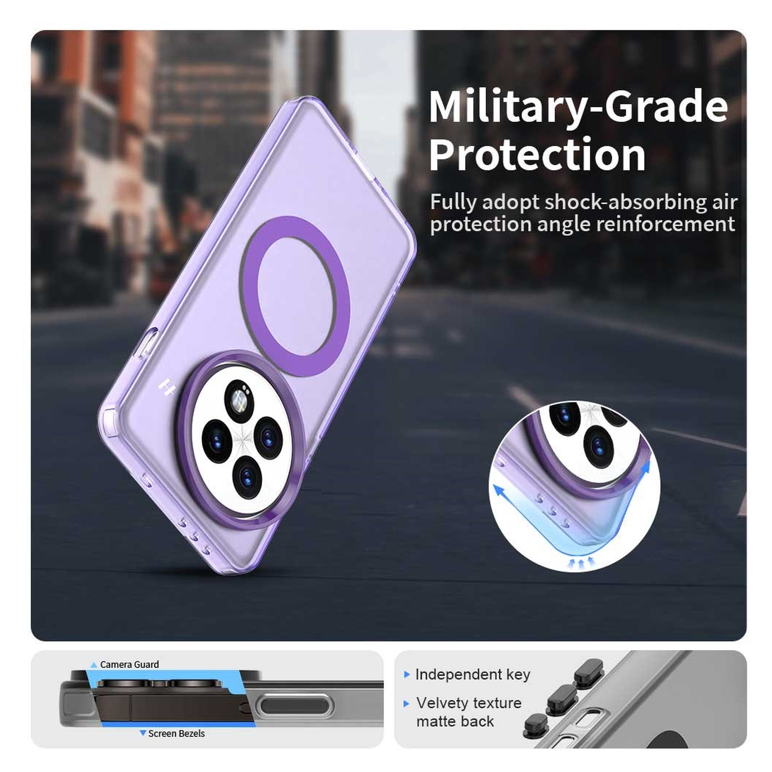 OnePlus 13 Hoesje MagSafe Backcover Semi-Transparant & Paars afbeelding 4