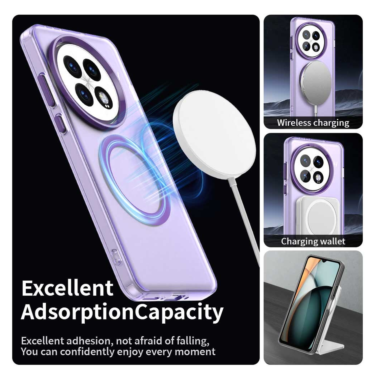 OnePlus 13 Hoesje MagSafe Backcover Semi-Transparant & Paars afbeelding 6