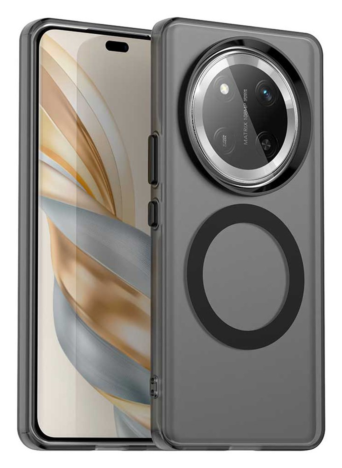 Honor Magic 7 Lite Hoesje MagSafe Backcover Semi-Transparant & Zwart afbeelding 1