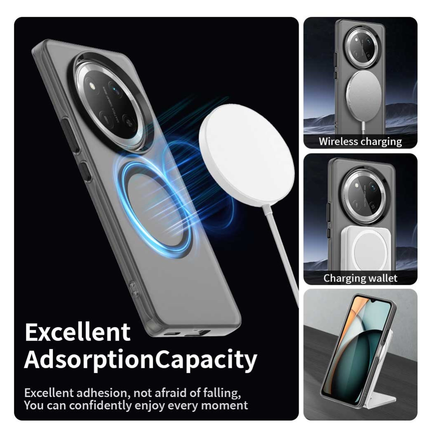 Honor Magic 7 Lite Hoesje MagSafe Backcover Semi-Transparant & Zwart afbeelding 6