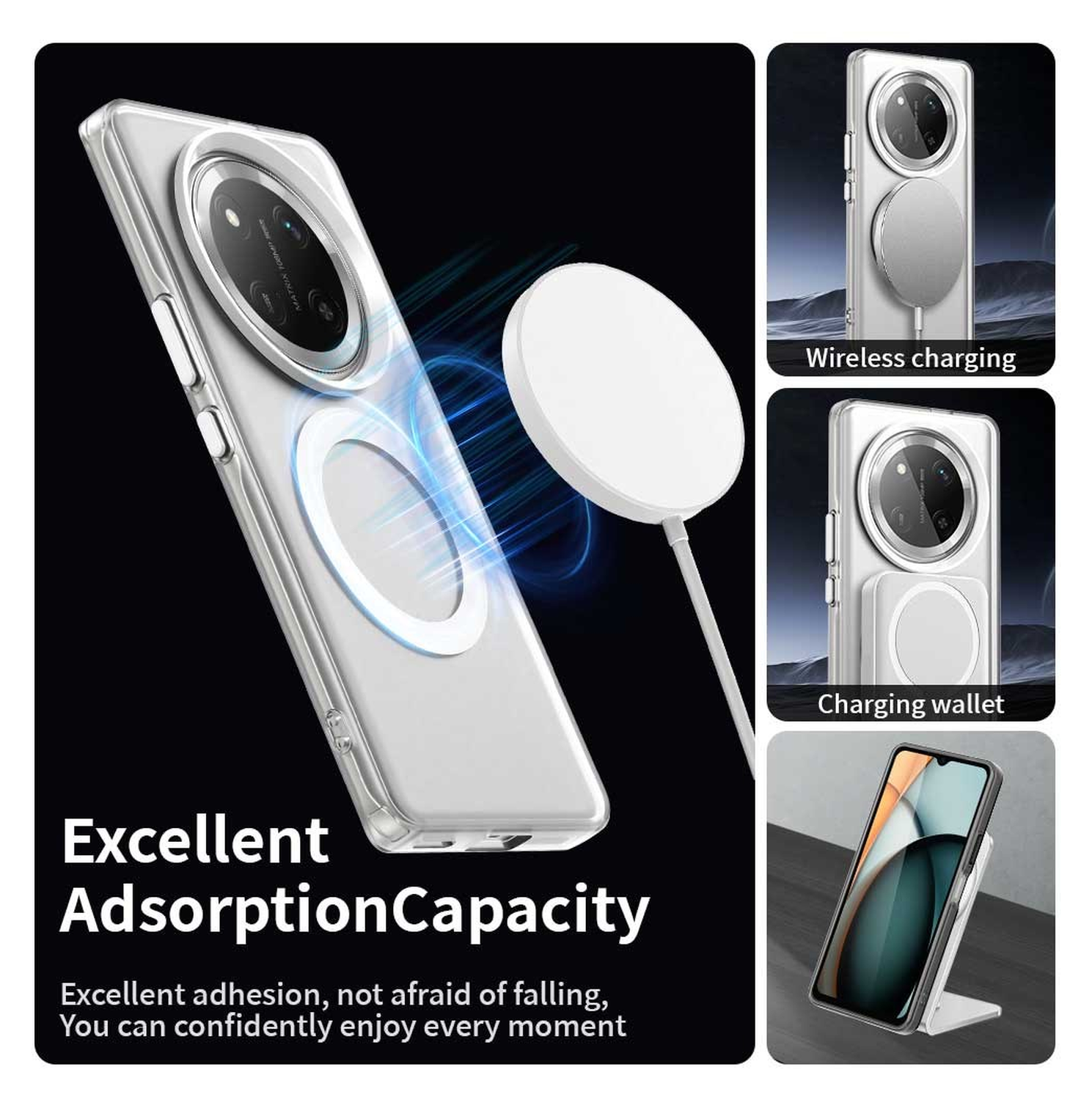 Honor Magic 7 Lite Hoesje MagSafe Backcover Semi-Transparant & Wit afbeelding 6