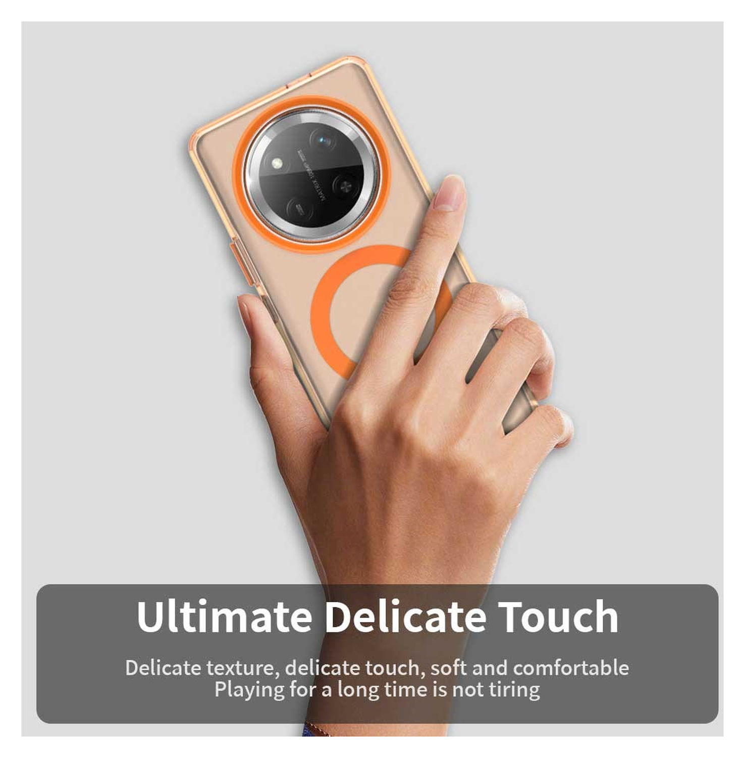 Honor Magic 7 Lite Hoesje MagSafe Backcover Semi-Transparant & Oranje afbeelding 9