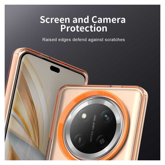 Honor Magic 7 Lite Hoesje MagSafe Backcover Semi-Transparant & Oranje afbeelding 8
