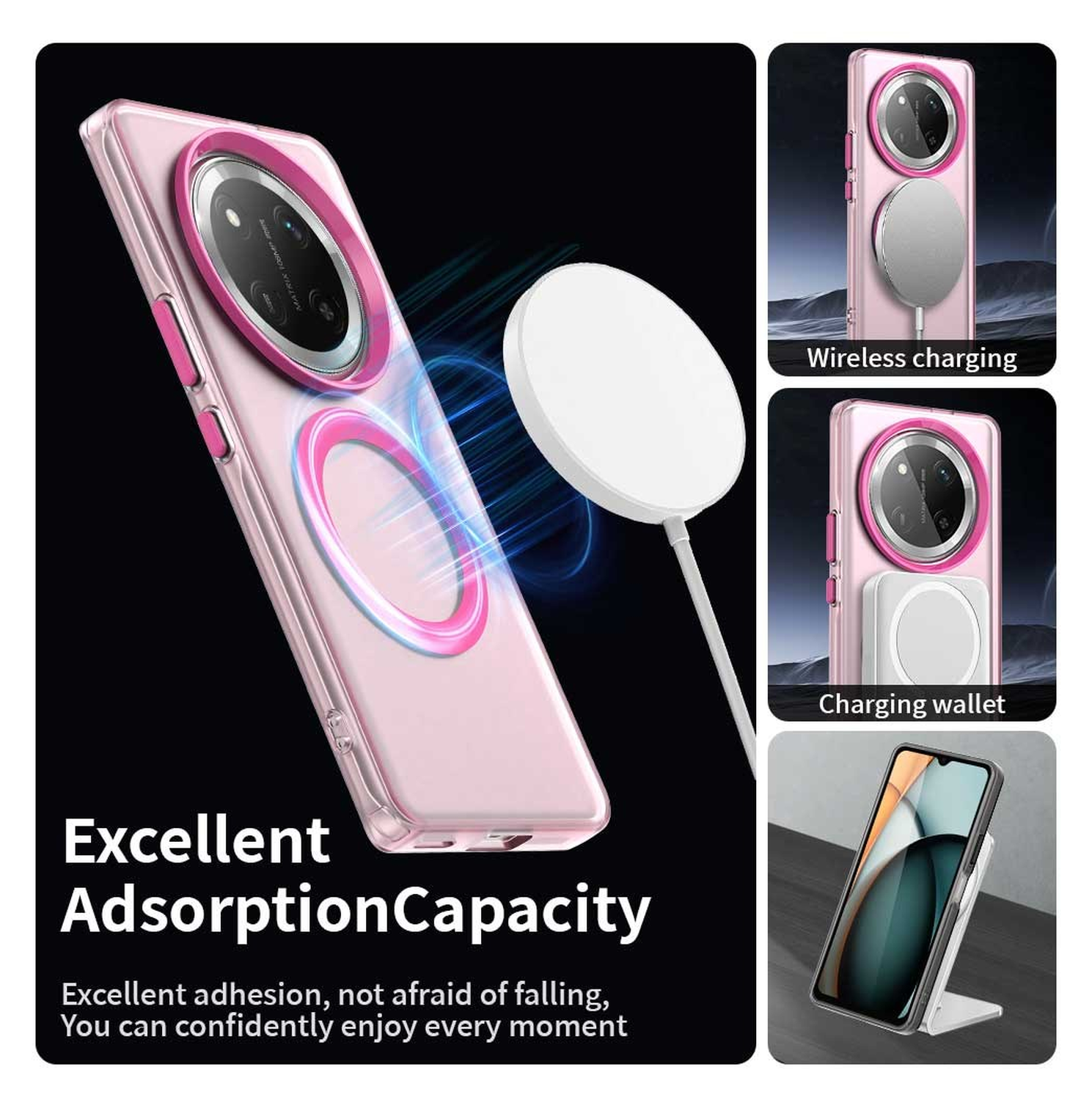 Honor Magic 7 Lite Hoesje MagSafe Backcover Semi-Transparant & Roze afbeelding 6