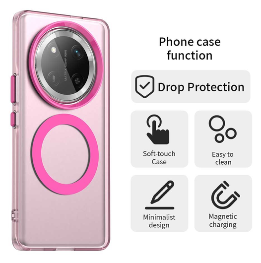 Honor Magic 7 Lite Hoesje MagSafe Backcover Semi-Transparant & Roze afbeelding 2