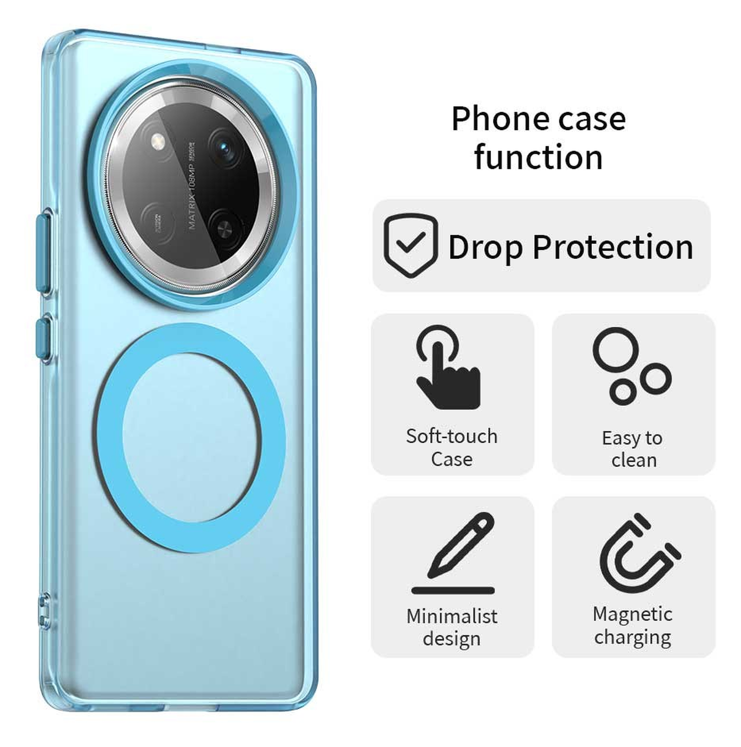 Honor Magic 7 Lite Hoesje MagSafe Backcover Semi-Transparant & Blauw afbeelding 2