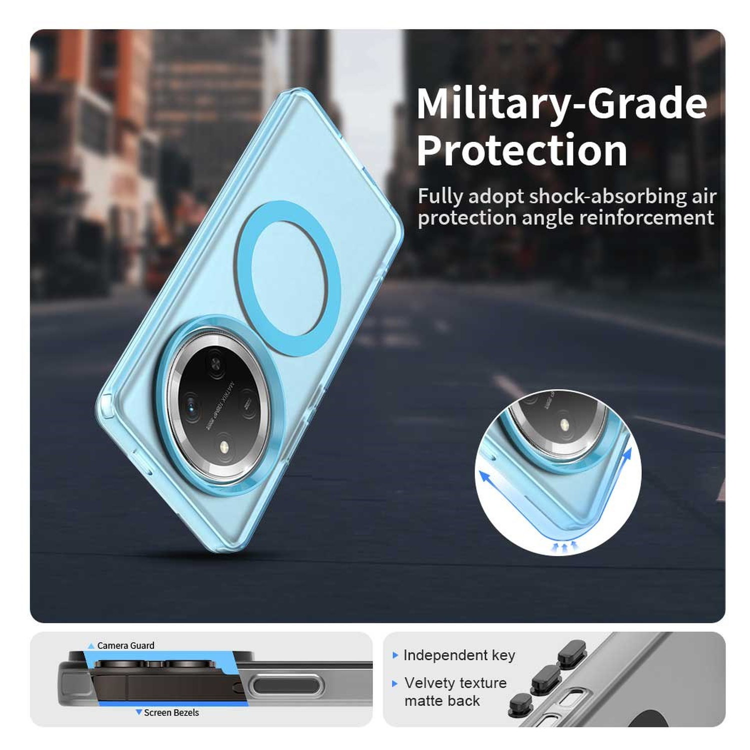 Honor Magic 7 Lite Hoesje MagSafe Backcover Semi-Transparant & Blauw afbeelding 4