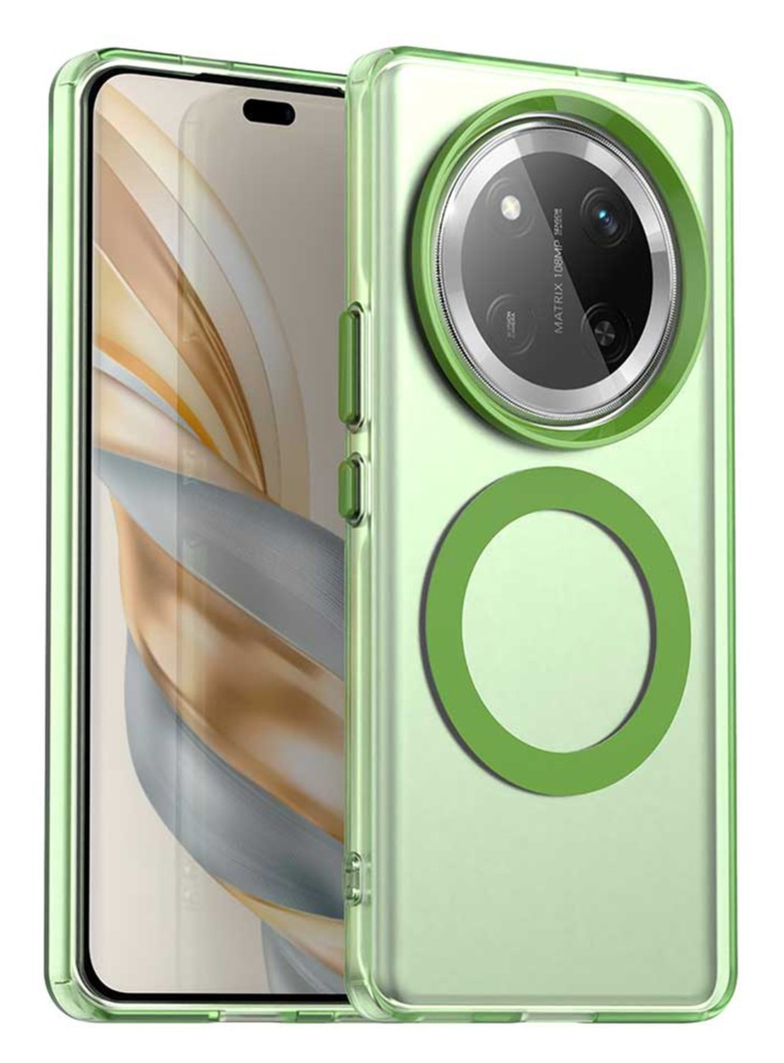 Honor Magic 7 Lite Hoesje MagSafe Backcover Semi-Transparant & Groen afbeelding 1