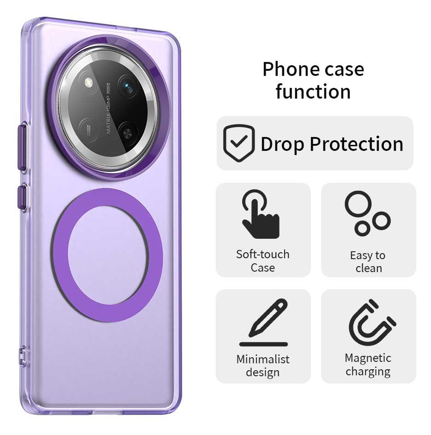 Honor Magic 7 Lite Hoesje MagSafe Backcover Semi-Transparant & Paars afbeelding 2