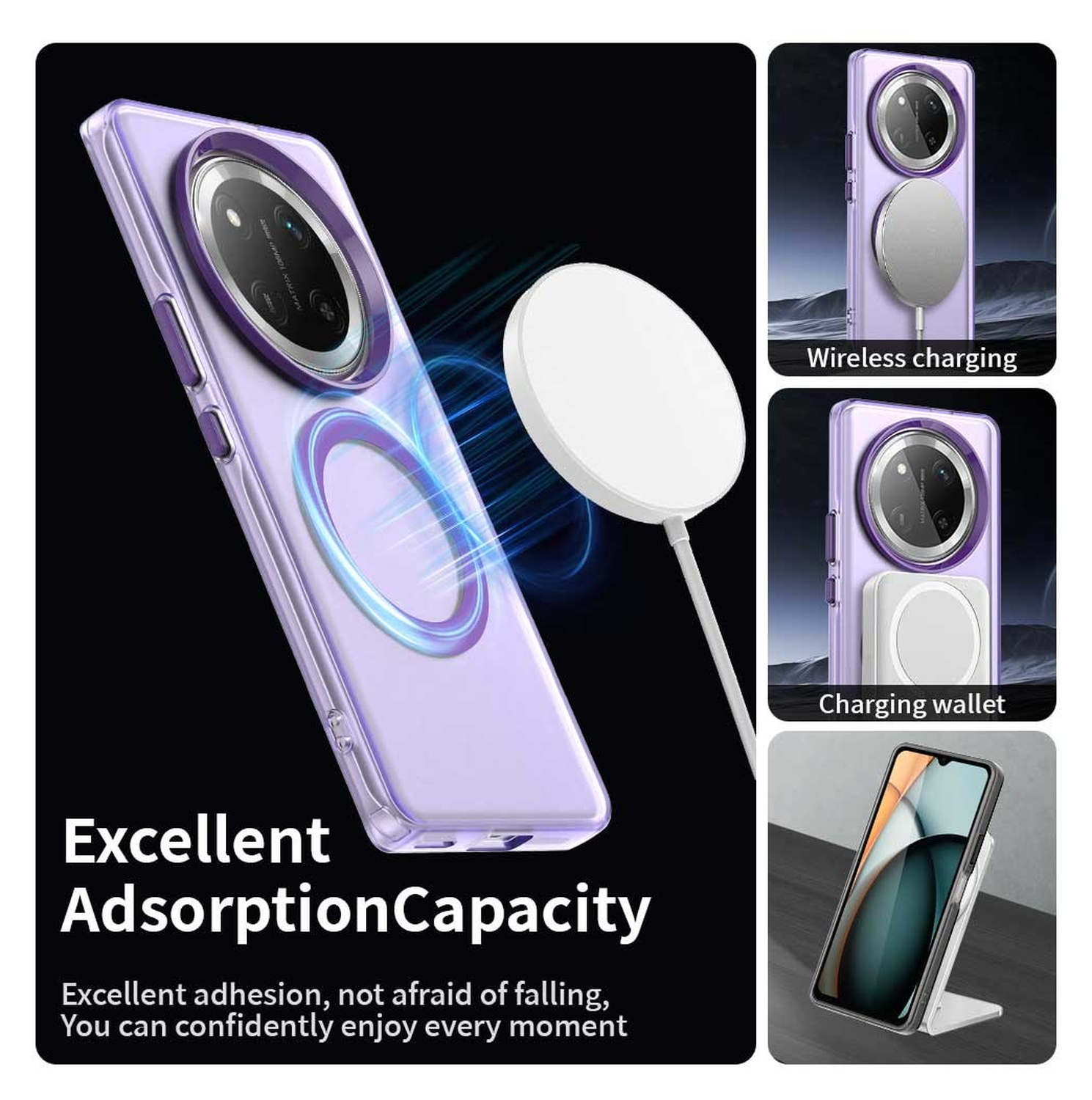 Honor Magic 7 Lite Hoesje MagSafe Backcover Semi-Transparant & Paars afbeelding 6