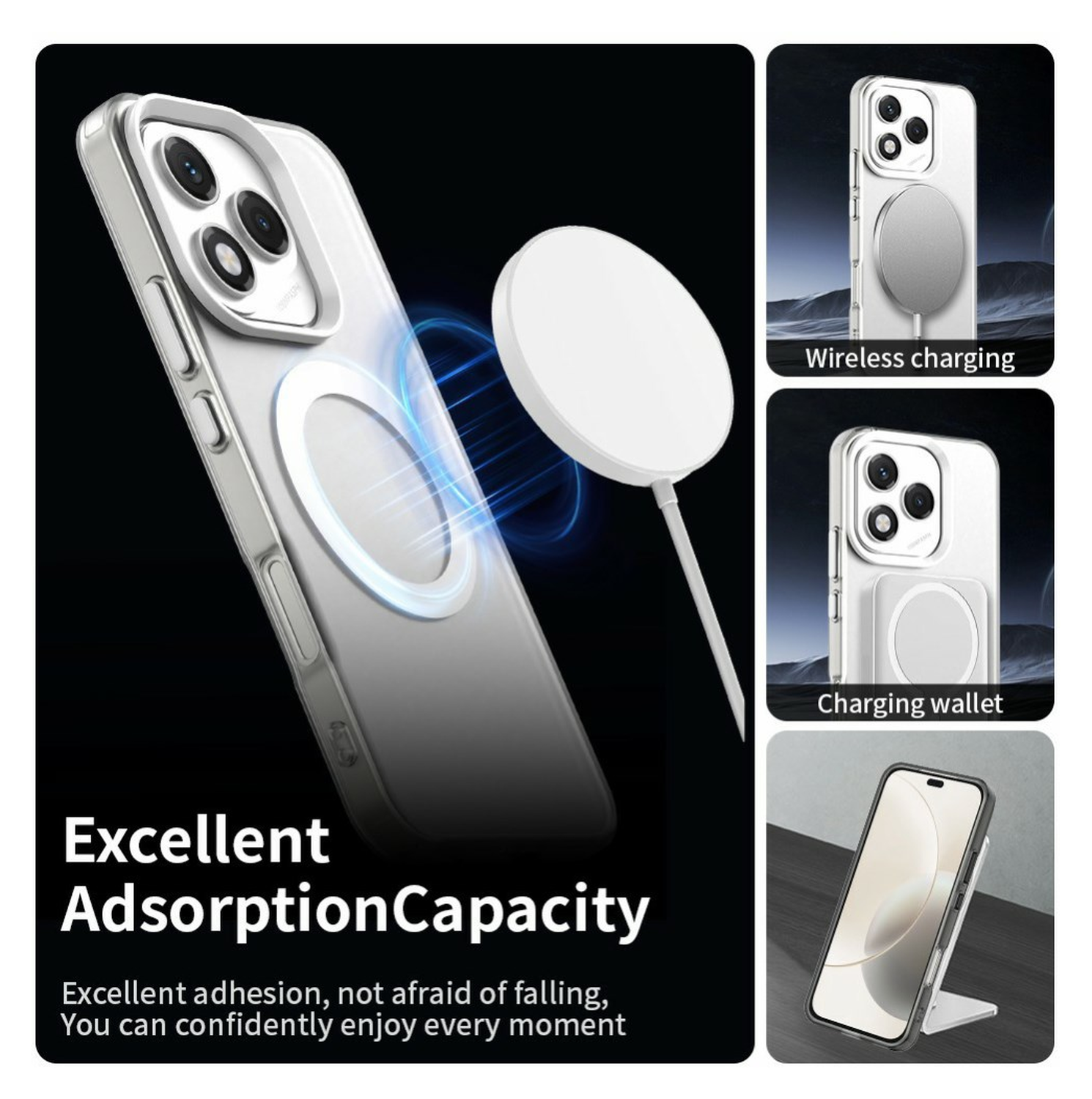 Honor 400 Lite Hoesje MagSafe Backcover Semi-Transparant & Wit afbeelding 4