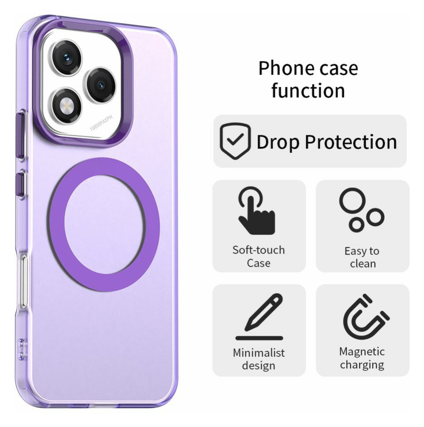 Honor 400 Lite Hoesje MagSafe Backcover Semi-Transparant & Paars afbeelding 2