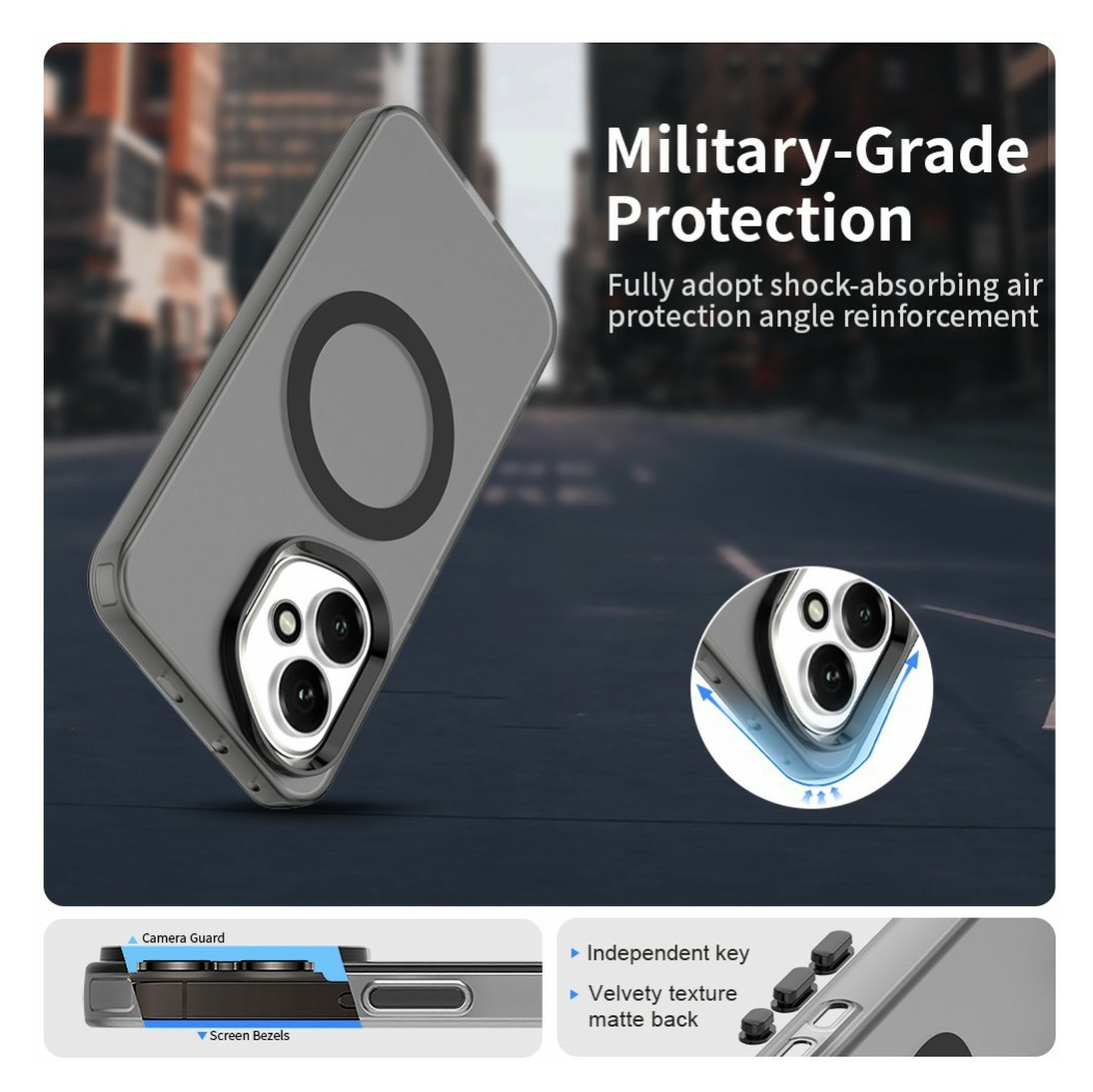 Honor 400 Hoesje MagSafe Backcover Semi-Transparant & Zwart afbeelding 6