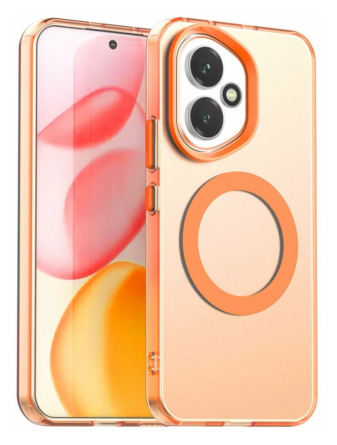 Honor 400 Hoesje MagSafe Backcover Semi-Transparant & Oranje afbeelding 1