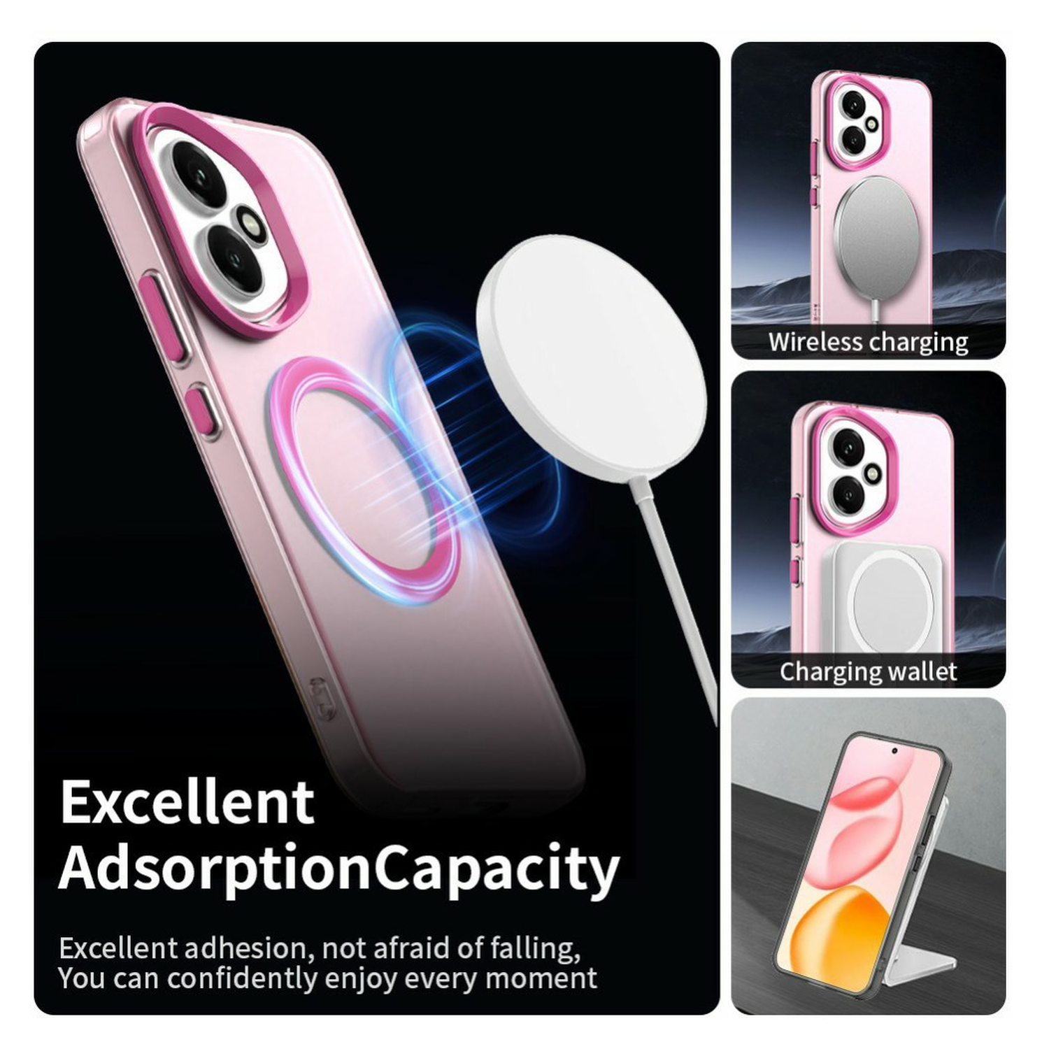 Honor 400 Hoesje MagSafe Backcover Semi-Transparant & Roze afbeelding 8