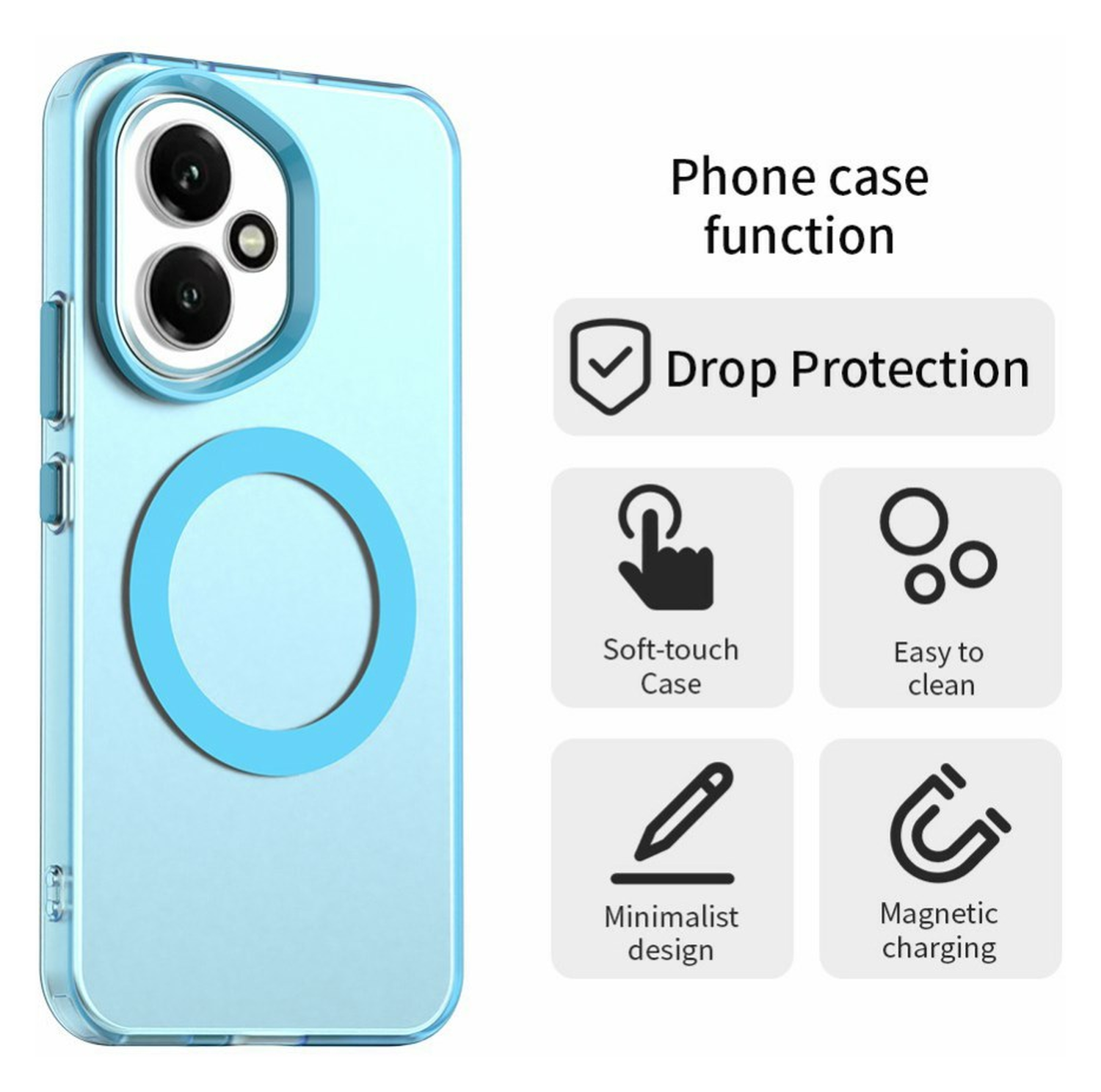 Honor 400 Hoesje MagSafe Backcover Semi-Transparant & Blauw afbeelding 2