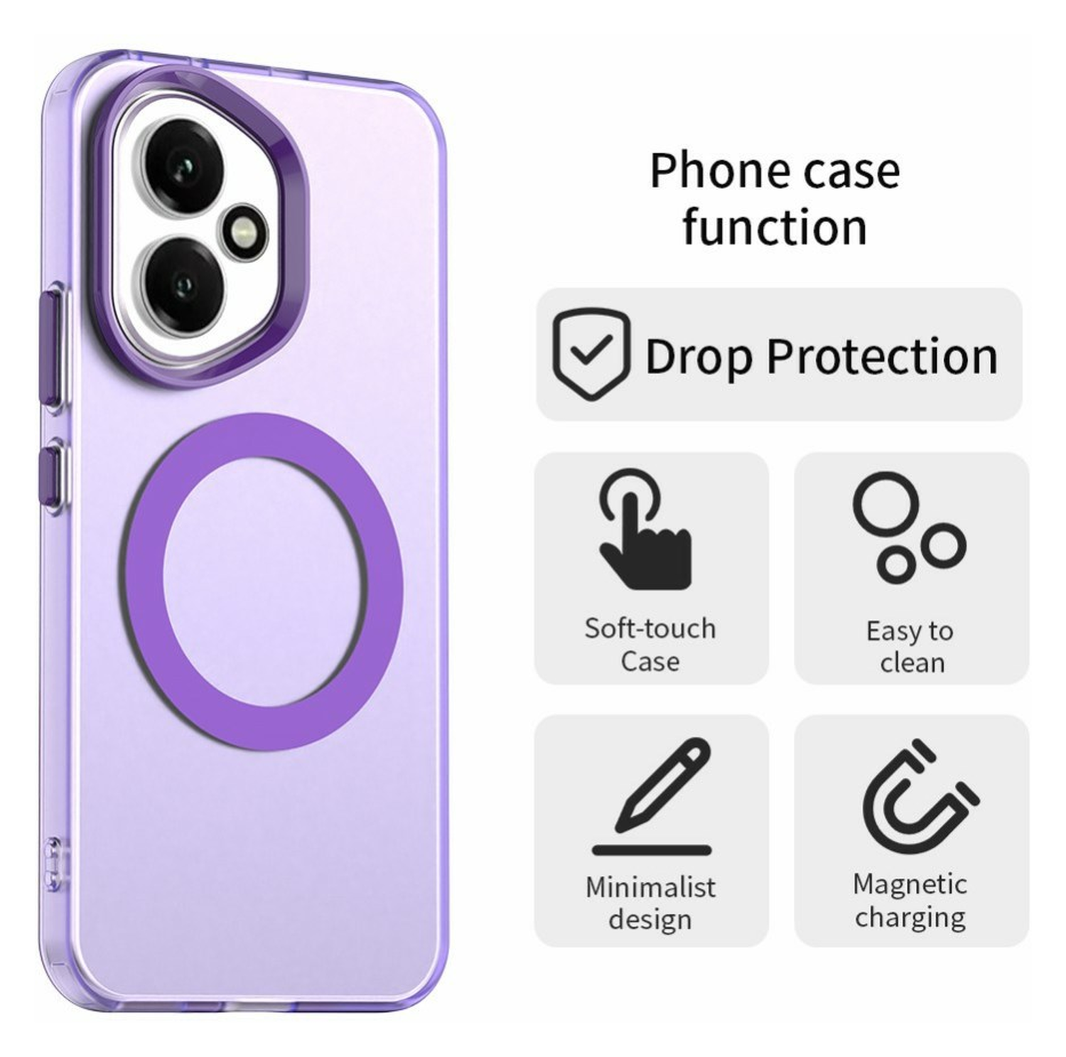 Honor 400 Hoesje MagSafe Backcover Semi-Transparant & Paars afbeelding 2