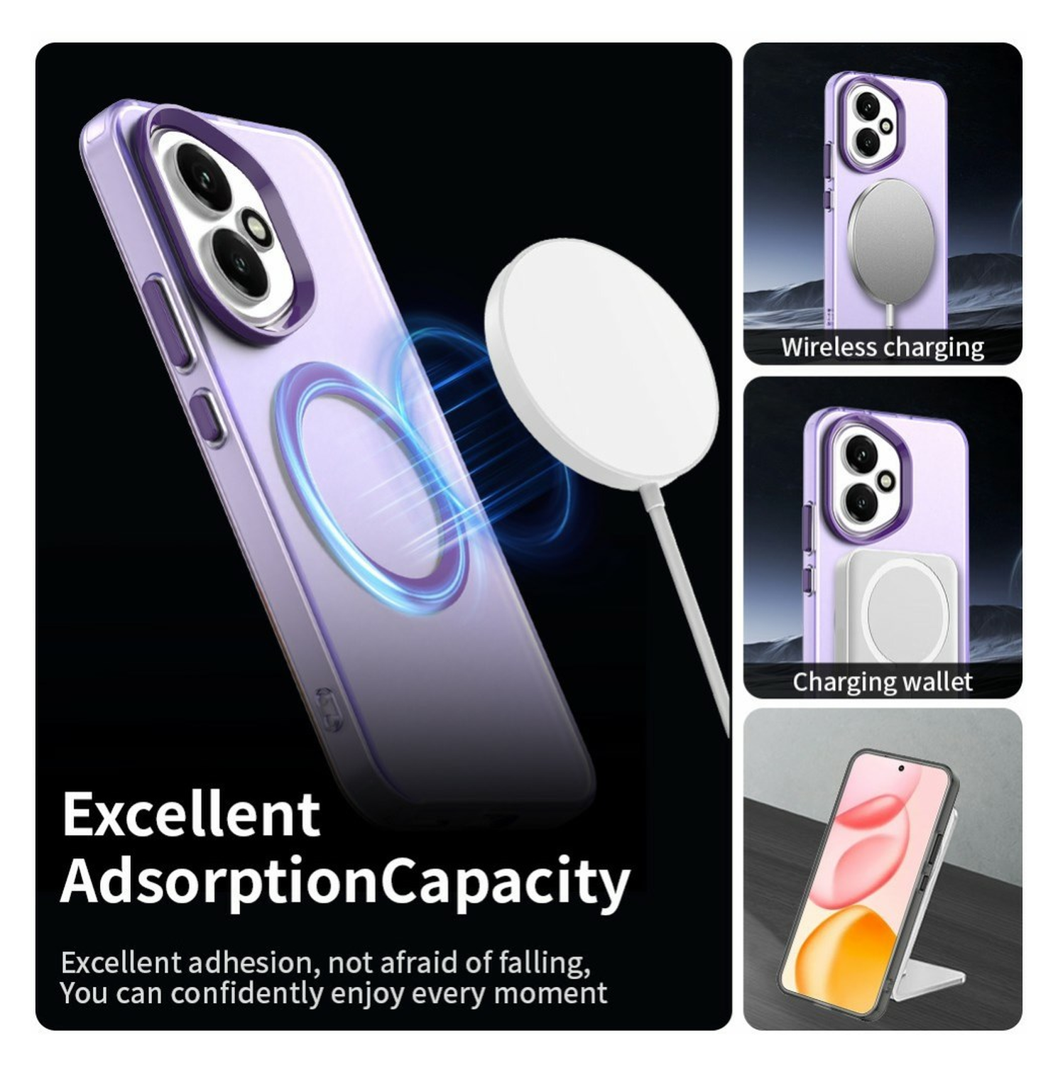 Honor 400 Hoesje MagSafe Backcover Semi-Transparant & Paars afbeelding 4