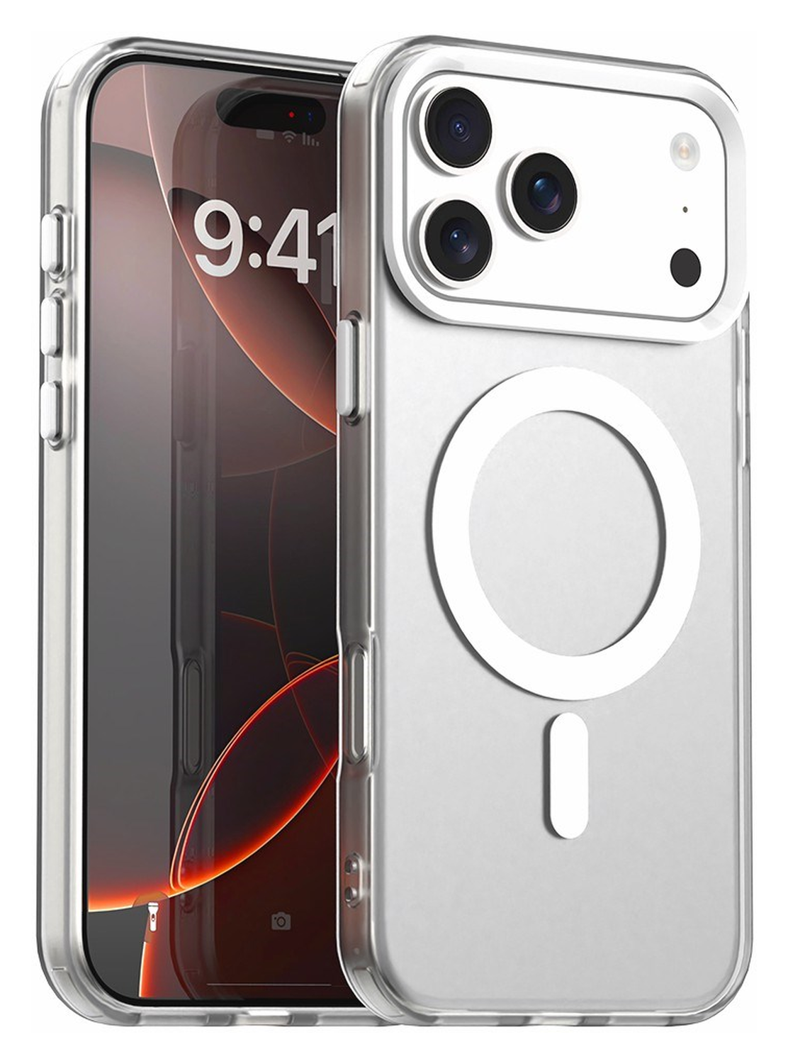 Apple iPhone 17 Pro Max Hoesje MagSafe Backcover Semi-Transparant & Wit afbeelding 1