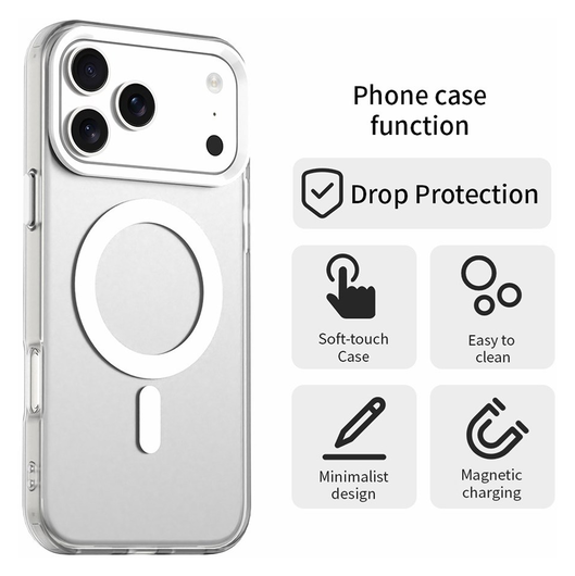 Apple iPhone 17 Pro Max Hoesje MagSafe Backcover Semi-Transparant & Wit afbeelding 2