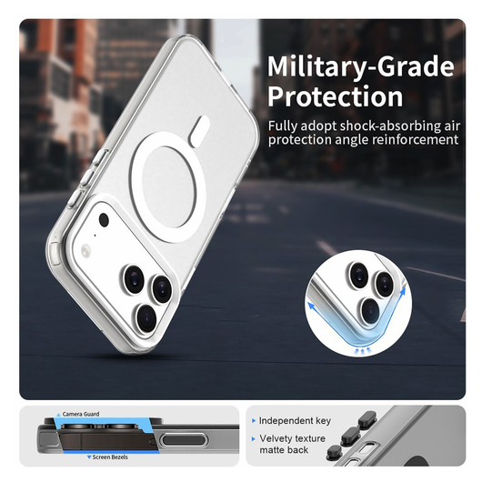 Apple iPhone 17 Pro Max Hoesje MagSafe Backcover Semi-Transparant & Wit afbeelding 6