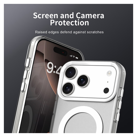 Apple iPhone 17 Pro Max Hoesje MagSafe Backcover Semi-Transparant & Wit afbeelding 8