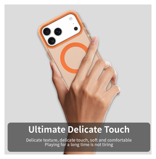 Apple iPhone 17 Pro Max Hoesje MagSafe Backcover Semi-Transparant & Oranje afbeelding 9